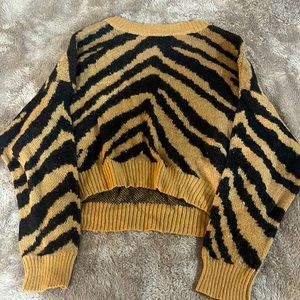 Tiger Print Cropped Sweater